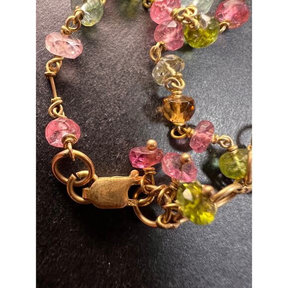 Vintage 14k & 18k gold watermelon tourmaline pendant necklace - Picture 13 of 16